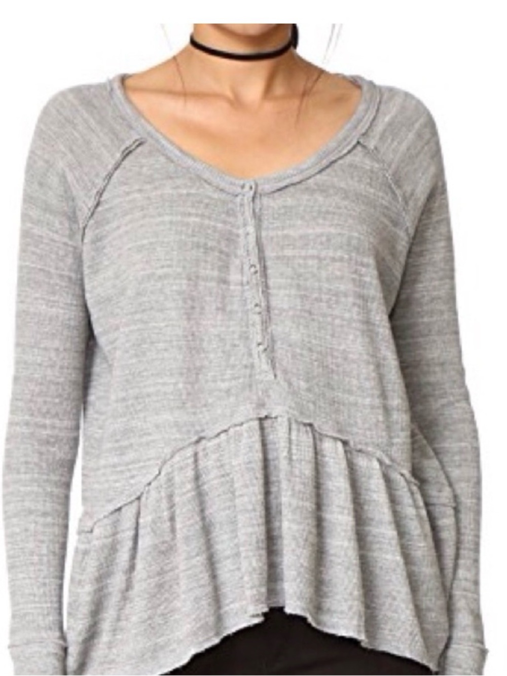 We the Free coastline peplum style long sleeve top